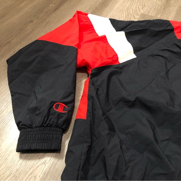 Vintage 80/90s Champion Track Jacket Windbreaker Nylon Size XL Red/Black/White - Picture 4 of 9